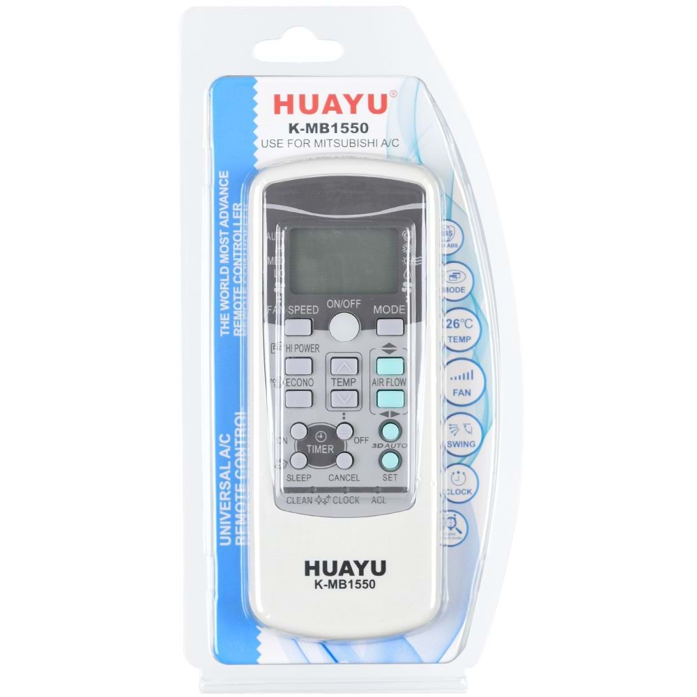 HUAYU Mitsubishi Üniversal Klima Kumandası (K-MB1550) TR-057