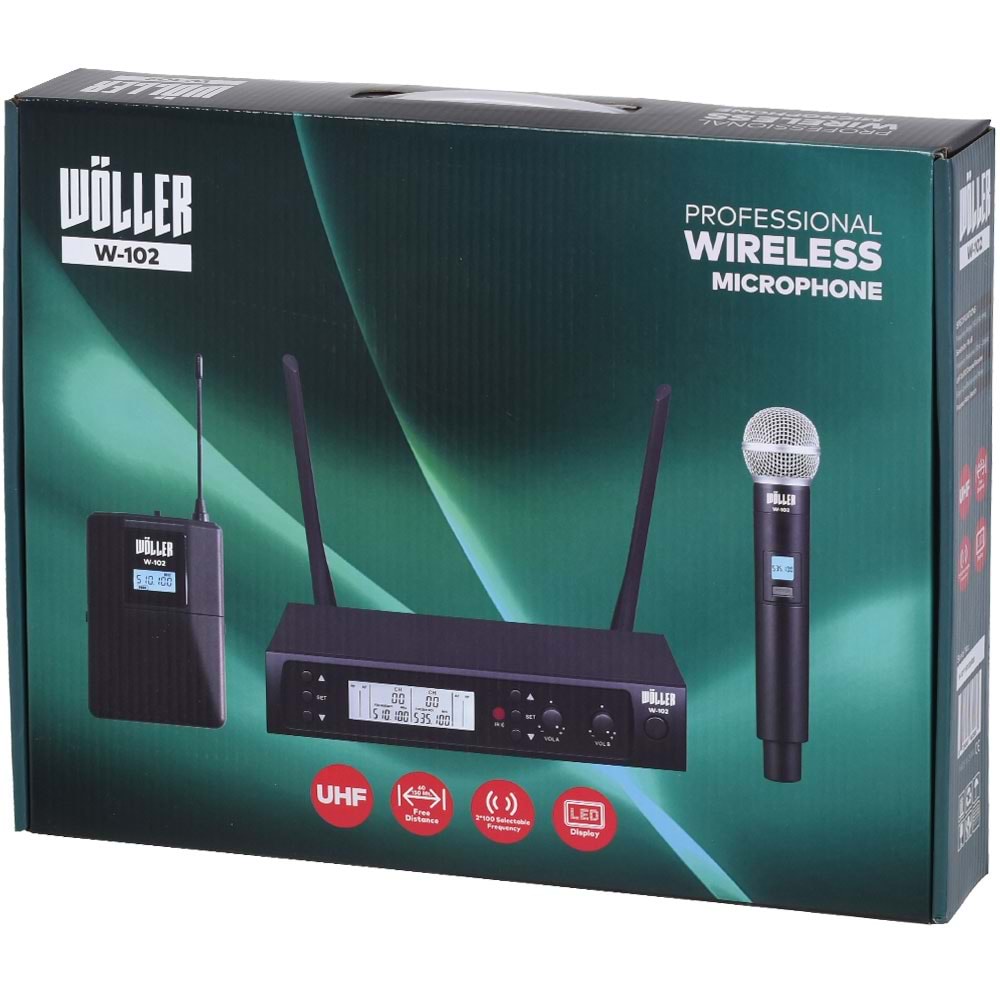 WÖLLER Uhf İki Yaka Dijital Kablosuz Mikrofon W-102 YY