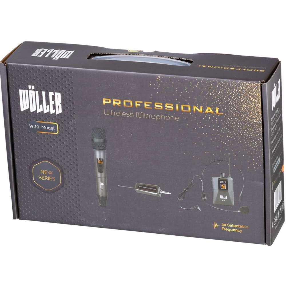 WÖLLER Uhf Tek Yaka Şarjlı Kablosuz Mikrofon W-10 Y