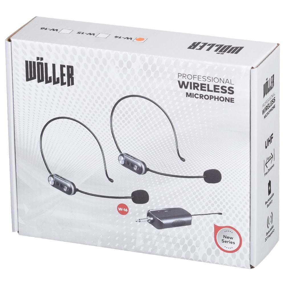 WÖLLER Uhf Tek Headset Şarjlı Kablosuz Mikrofon W-14 H