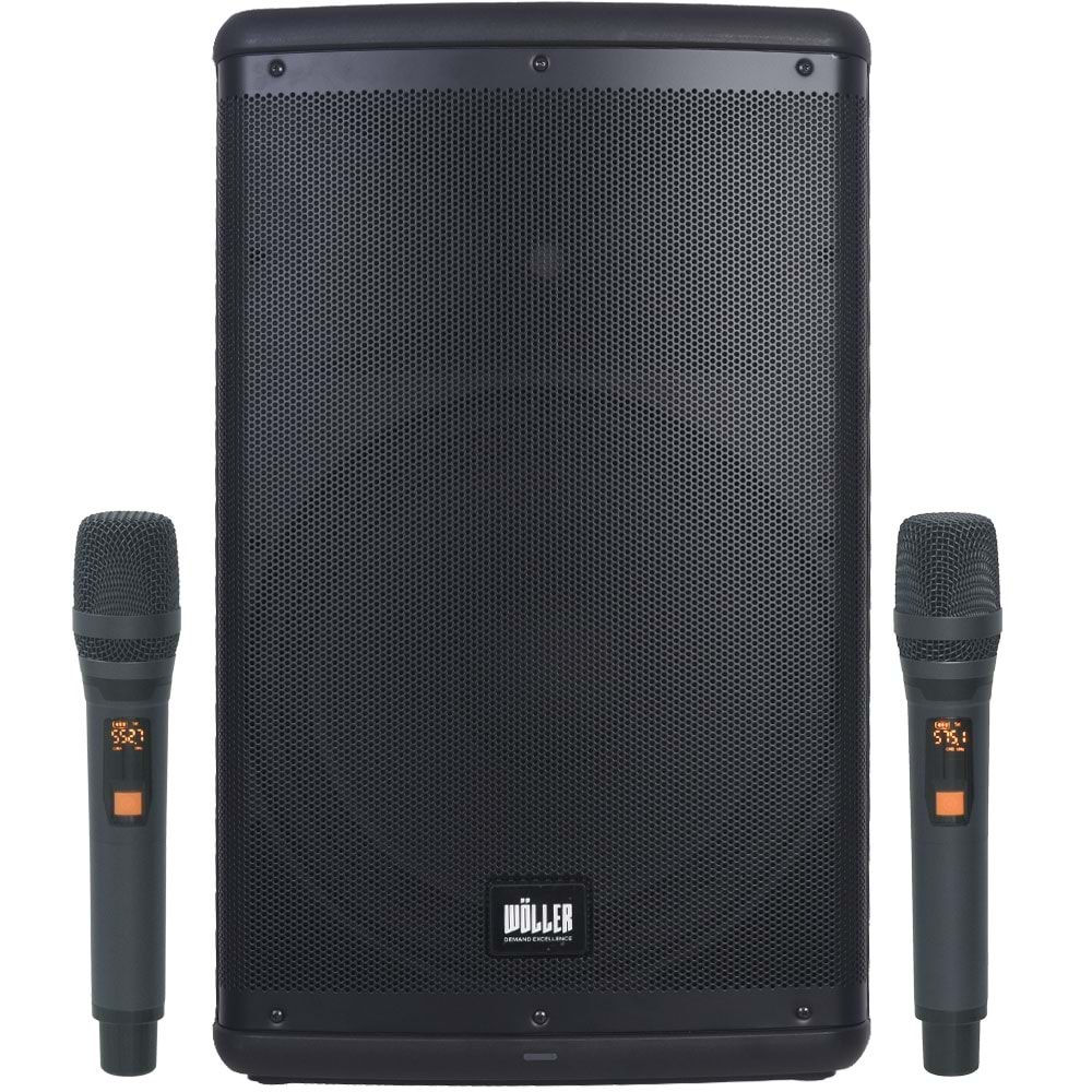 WÖLLER 15” 400 W Taşınabilir Bluetooth Hoparlör 2 El Kablosuz Mikrofonlu W-1540DSP
