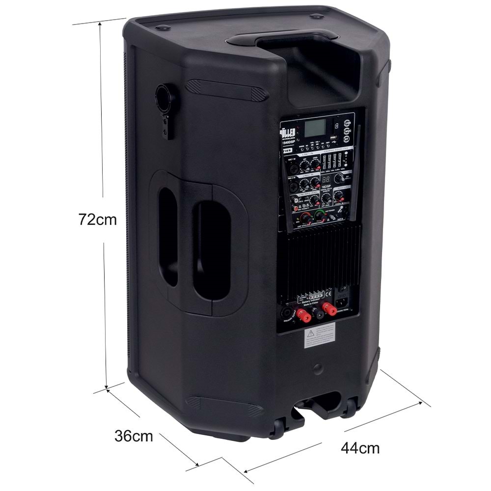 WÖLLER 15” 400 W Taşınabilir Bluetooth Hoparlör 2 El Kablosuz Mikrofonlu W-1540DSP
