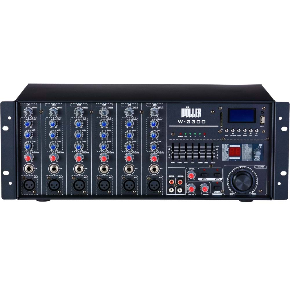 WÖLLER 100V - 8 OHM 300W 6 Kanal Power Mikser Amfi W-2300
