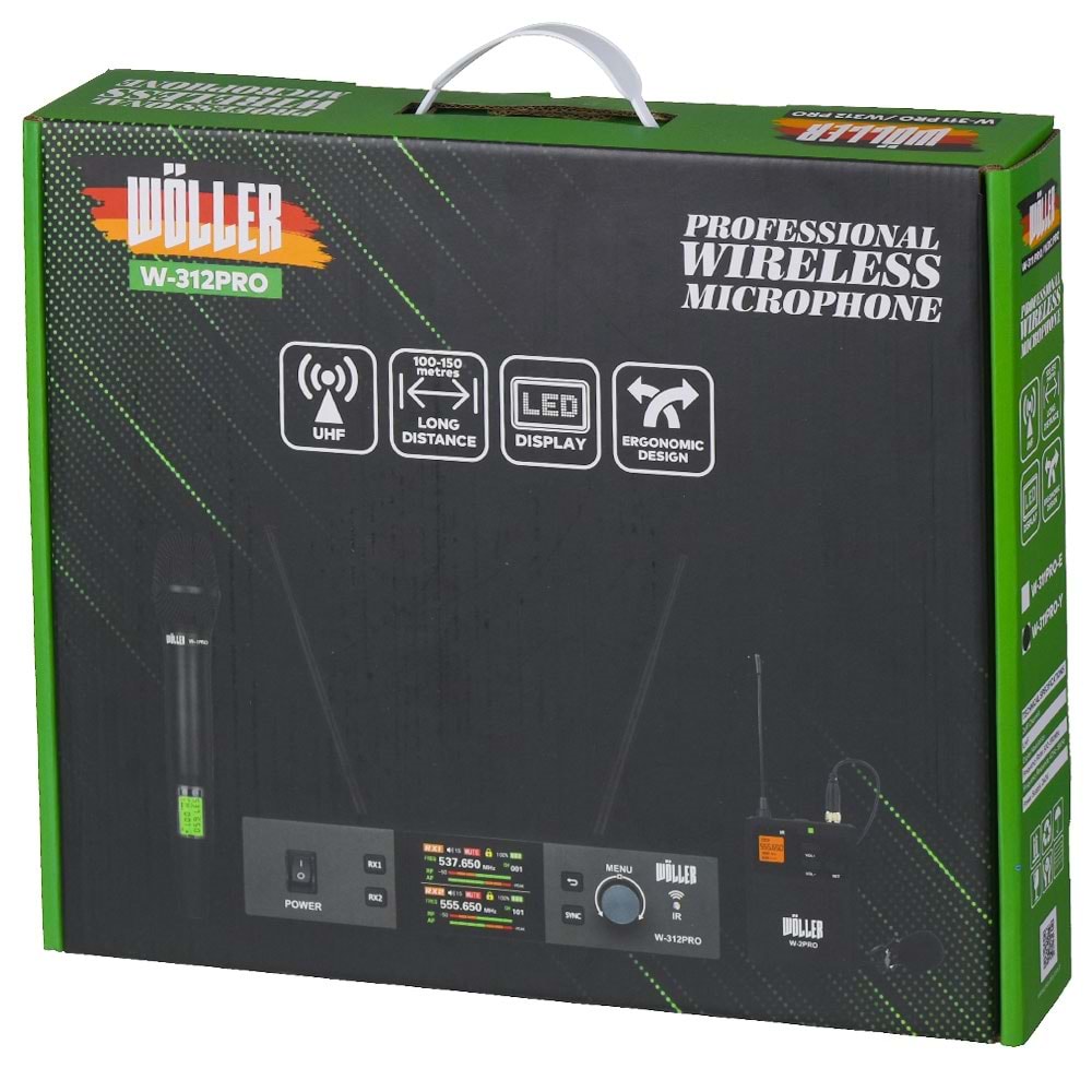 WÖLLER Uhf 1 El 1 Yaka Dijital Kablosuz Mikrofon W-312 PRO-EY