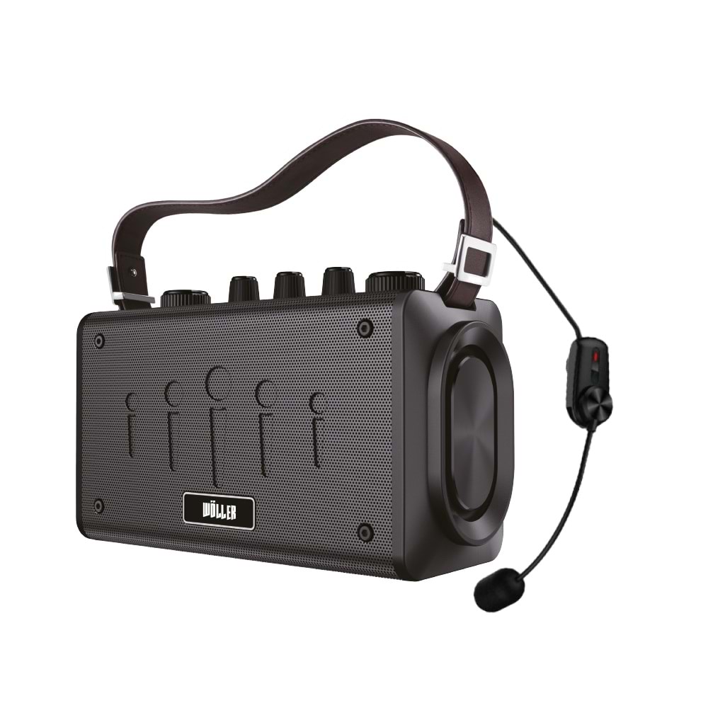 WÖLLER 100W Bluetooth ve USB Girişli Tek Headset Mikorfonlu Şarjlı Portatif Amfi W-600 H