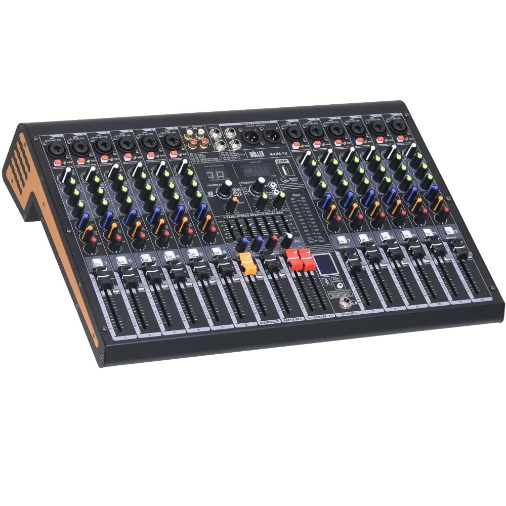 WÖLLER 12 Kanal Usb-Bt 99 Dsp Efect Deck Mixer WDM-12