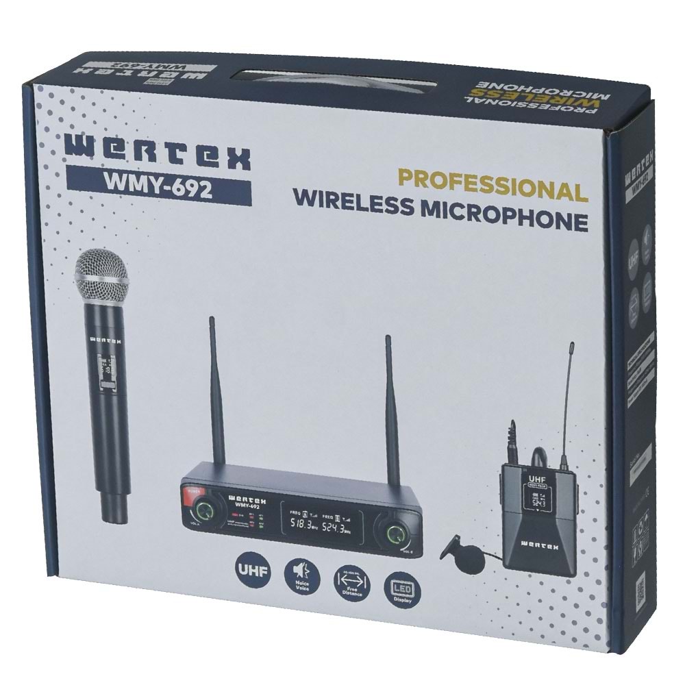 WERTEX Uhf 2 Yaka Kablosuz Mikrofon WMY-692 YY