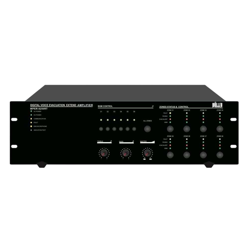 WÖLLER EN54 500W 100V 8 Bölge Kontrollü Evac Router Amfi WPER-8500 RT
