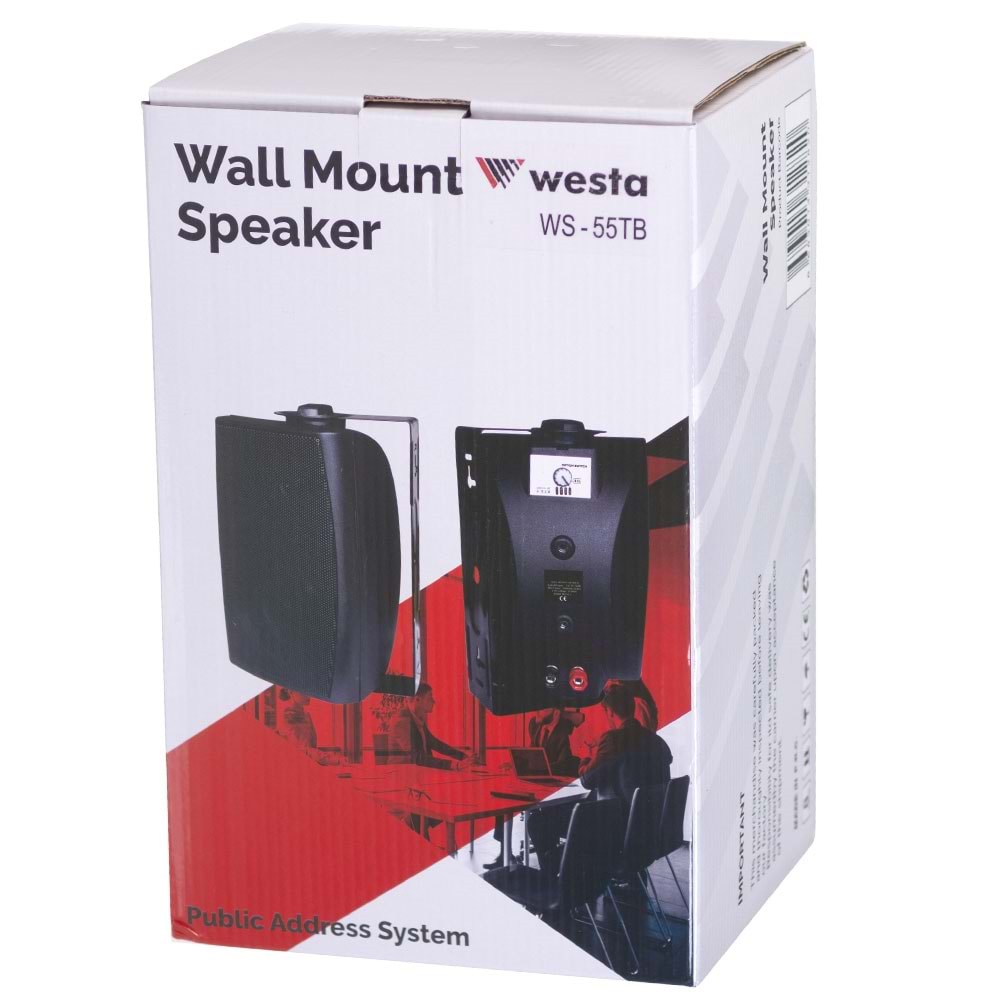 WESTA 200W 13 Cm 100V- 8 Ohm Siyah Sütun Hoparlör WS-55 TS