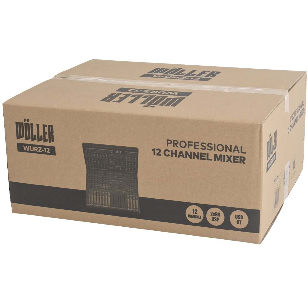 WÖLLER 12 Kanal 8 Aux 99 DSP USB Bluetooth Deck Mixer WURZ-12