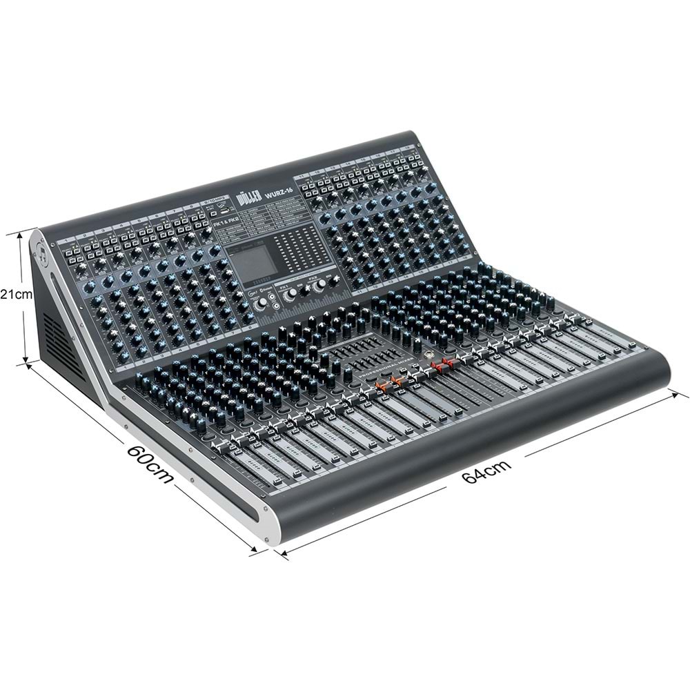 WÖLLER 16 Kanal 8 Aux 99 DSP USB Bluetooth Deck Mixer WURZ-16