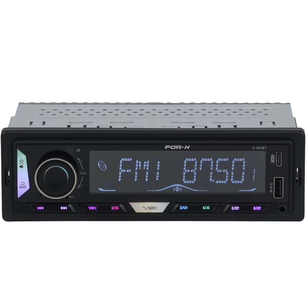 FOR-X Bluetooth ve USB ve Type C Girişli Radyo Oto Teyp X-402 BT