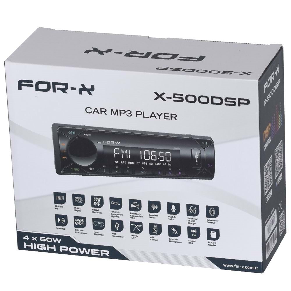 FOR-X Bluetooth ve USB Girişli Dsp İşlemcili 3 Amfi Çıkışlı Radyo Oto Teyp X-500 DSP