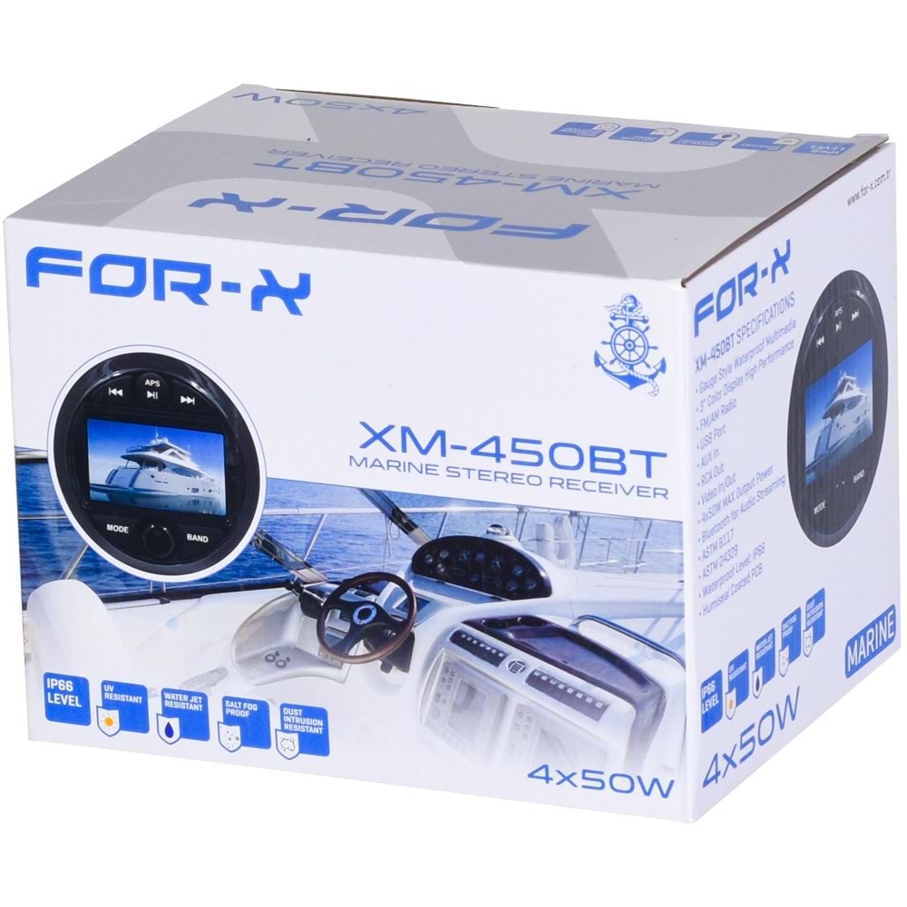 FOR-X Bluetooth ve USB Girişli Radyo Marine Oto Teyp XM-450 BT