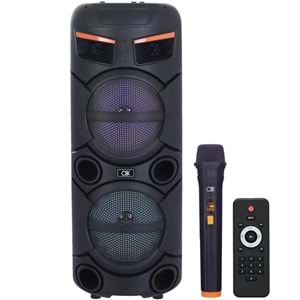 O8K Bluetooth ve USB Girişli 2X8 İnch Şarjlı Işıklı 1 El Mikrofonlu Müzik Sistemi BT-8810