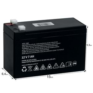 EXELON 12V 7A Siyah Kuru Bakımsız Akü EB-12V7