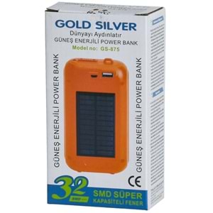 GOLD SILVER 32 Ledli Usb Ve Solar Şarjlı Powerbank Fener GS-875