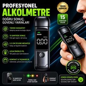 TELETEK Dijital Alkolmetre LCD Ekranlı Type-C Şarjlı Alkol Ölçüm Cihazı HT-100