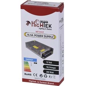 HIGHTEK 12V 16,5A Smps Metal Kasa Adaptör HT-1117