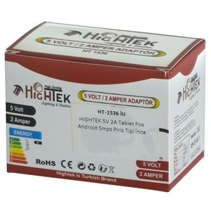 HIGHTEK 5V 2A Tablet Pos Android Smps Piriz Tipi İnce Uçlu Adaptör (Ht-52) HT-1536 İU