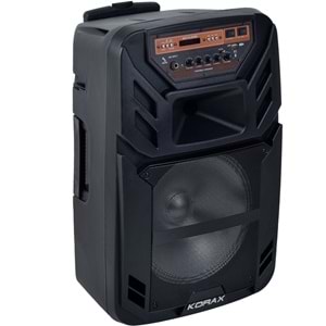 KORAX 12'' 80W Bluetooth ve USB Girişli 1 El 1 Yaka UHF Mikrofonlu Portatif Aktif Kabin KX-MAX-30 PLUS