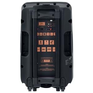 KORAX 12'' 80W Bluetooth ve USB Girişli 1 El 1 Yaka UHF Mikrofonlu Portatif Aktif Kabin KX-MAX-30 PLUS