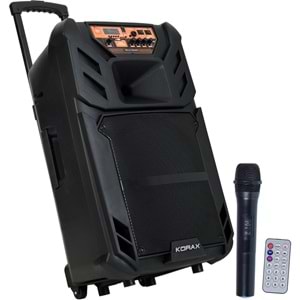 KORAX 15'' 120W Bluetooth ve USB Girişli 1 El 1 Yaka Mikrofonlu Portatif Aktif Kabin KX-MAX-38 PLUS