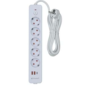 NİVATECH 5 Li 3 Mt USB Şarjlı Akım Korumalı Topraklı Priz NTC-5220-3
