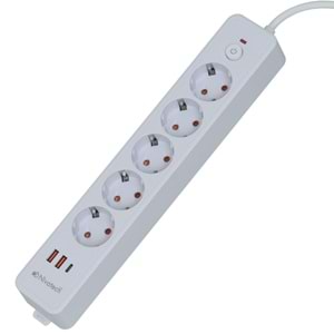 NİVATECH 5 Li 5 Mt USB Şarjlı Akım Korumalı Topraklı Priz NTC-5220-5