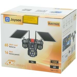 JOYSEE 8 MP Kamera 4G Sim Kartlı Solar Panelli Dört Lensli PTZ Kamera S-4