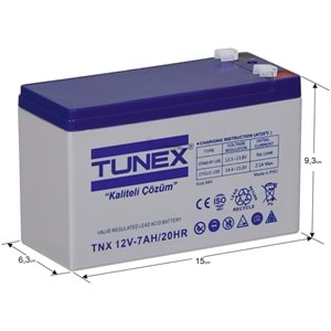 TUNEX 12V 7A Gri-Mavi Kuru Bakımsız Akü TNX-12V7A
