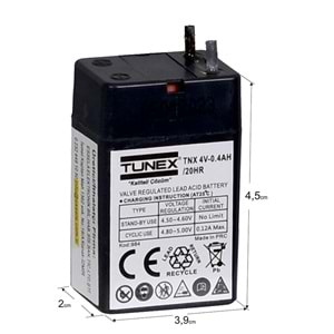 TUNEX 4V 0,4A Siyah Kuru Bakımsız Akü TNX-4V04A