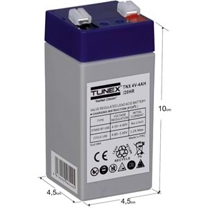 TUNEX 4V 4A Gri-Mavi Kuru Bakımsız Akü TNX-4V4A