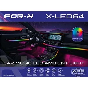 FOR-X Renkli Ortam Işığı Led 18 Işık / 64 RGB Renk Uygulama X-LED-64