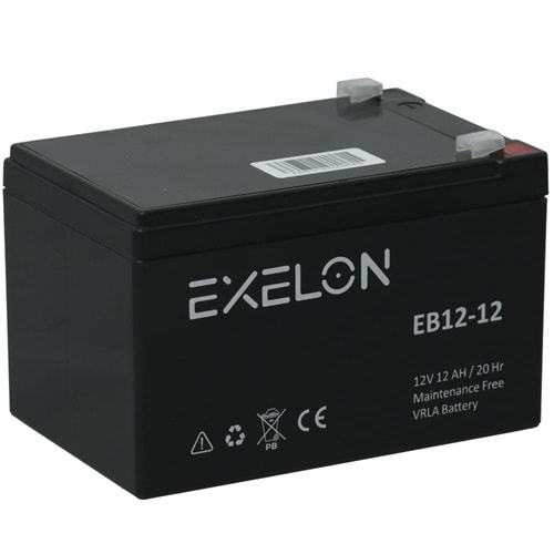EXELON 12V 12A Siyah Kuru Bakımsız Akü EB-12V12