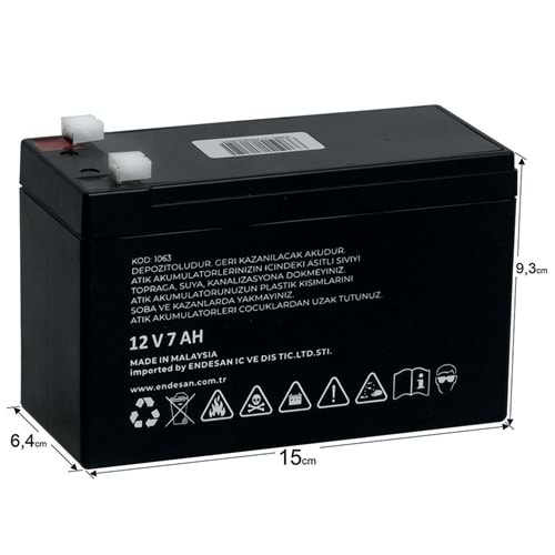 EXELON 12V 7A Siyah Kuru Bakımsız Akü EB-12V7