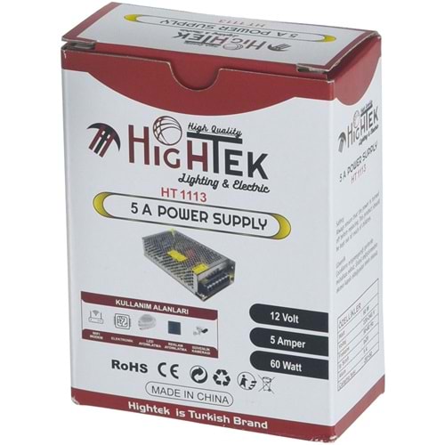 HIGHTEK 12V 5A Smps Metal Kasa Adaptör HT-1113