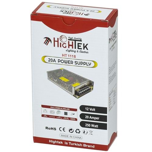 HIGHTEK 12V 20A Smps Metal Kasa Adaptör HT-1118