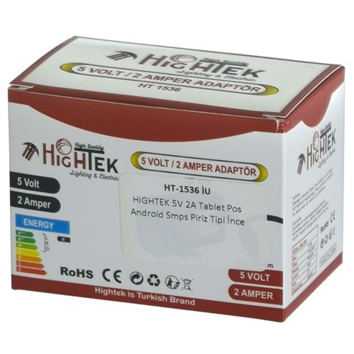 HIGHTEK 5V 2A Tablet Pos Android Smps Piriz Tipi İnce Uçlu Adaptör (Ht-52) HT-1536 İU