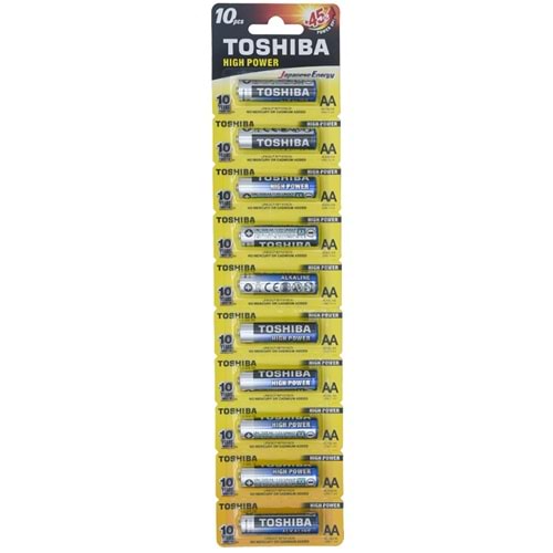 TOSHIBA AA Alkaline Hıgh Power Kalem Pil 10 Lu Kartela LR6GCP-10 KRT