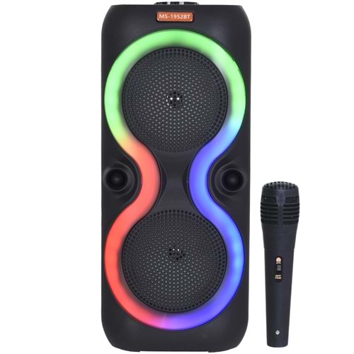 MS Bluetooth ve USB Girişli 2X6,5 İnch Şarjlı Işıklı Müzik Sistemi MS-1952 BT