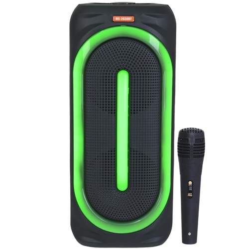 MS Bluetooth ve USB Girişli 2X8 İnch Şarjlı Işıklı Müzik Sistemi MS-2038 BT
