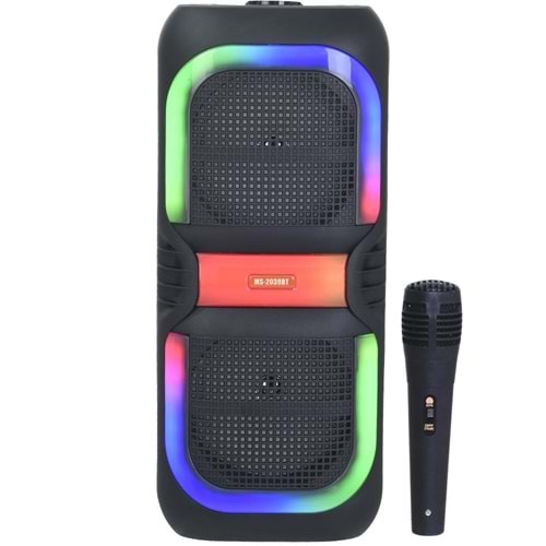 MS Bluetooth ve USB Girişli 2X8 İnch Şarjlı Işıklı Müzik Sistemi MS-2039 BT
