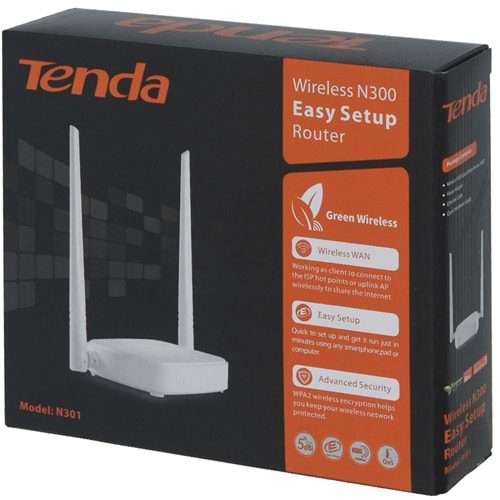 TENDA 2 Antenli 300 Mbps Wi-Fi Router Sinyal Güçlendirci N301