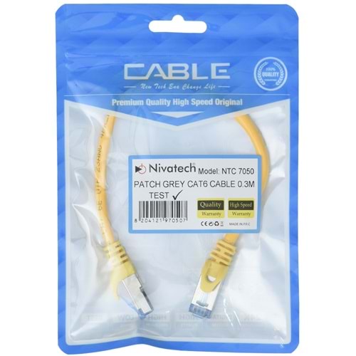 NIVATECH 30 Cm Cat6 Pluglu Kablo NTC-7050 SARI