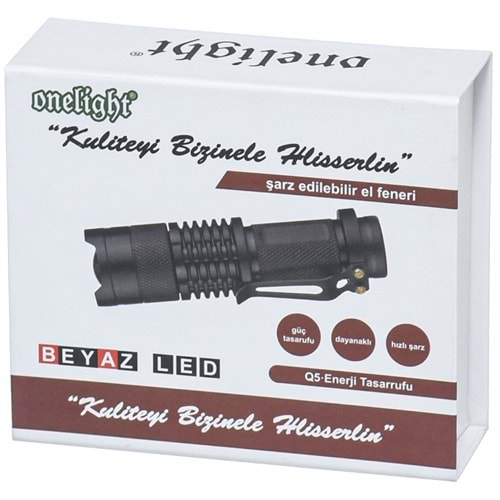 ONELİGHT Şarj Cihazlı Metal El Feneri OL-608 B