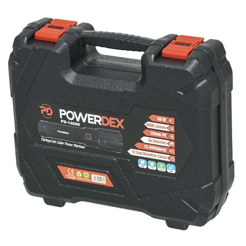 POWERDEX 60W Su Geçrmez Şarjlı Profesyonel Fener PD-14000