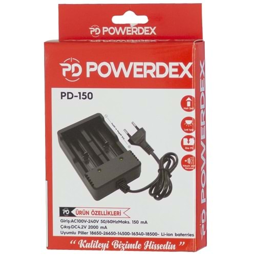 POWERDEX 18650 Pil Şarj Cihazı 2 Lİ (Md-282A) (Pd-10) PD-150