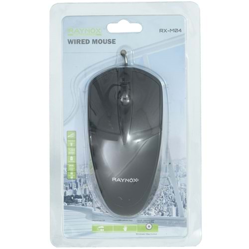 RAYNOX USB Kablolu Mouse (1200 DPI) – Siyah RX-M04