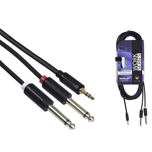 S.WIELER 2*6.3 mm Mono - 3.5 mm Stereo Kablo Uzunluğu: 1.5 Metre SM2S-1.5M
